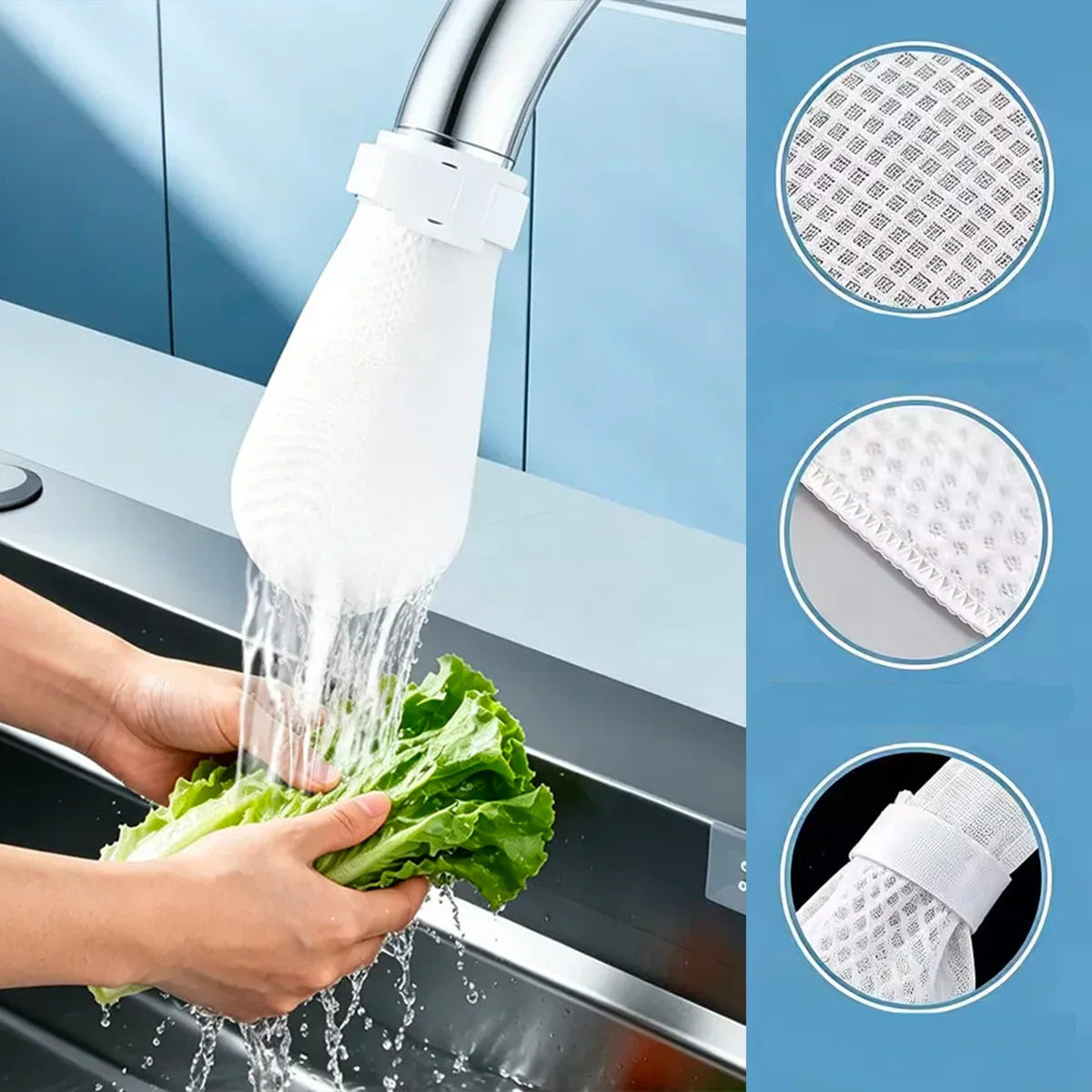 Sink Faucet Filter Bag Universal Faucet Filter Anti-splash Thickened Faucet Filter With Velcro Tap Water Filter Bag