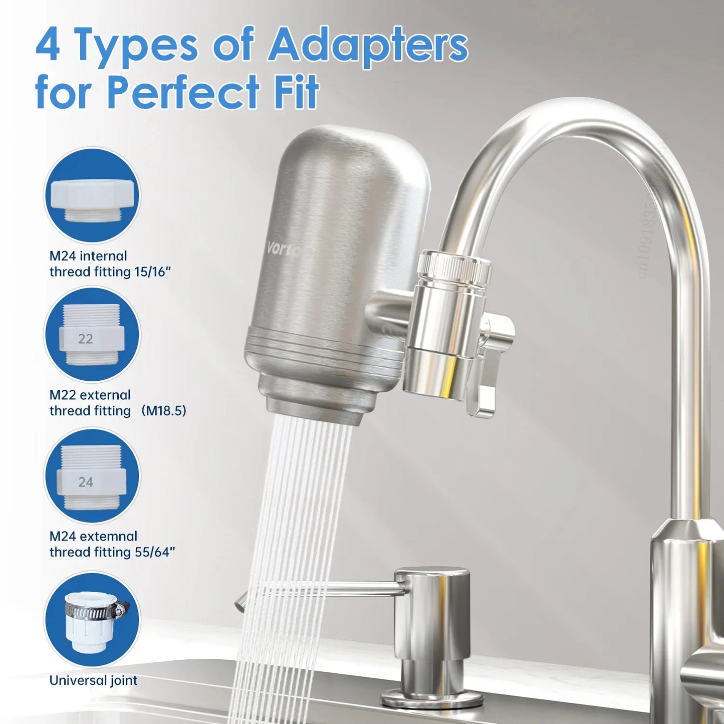 HOMEFISH Stainless Steel Faucet Tap Water Filter Purifier System, NSF Certified Reduces Lead, Chlorine & Bad Taste Kitchen