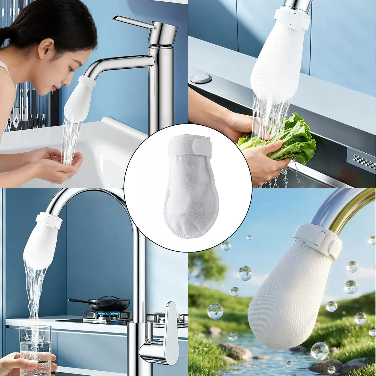 Sink Faucet Filter Bag Universal Faucet Filter Anti-splash Thickened Faucet Filter With Velcro Tap Water Filter Bag