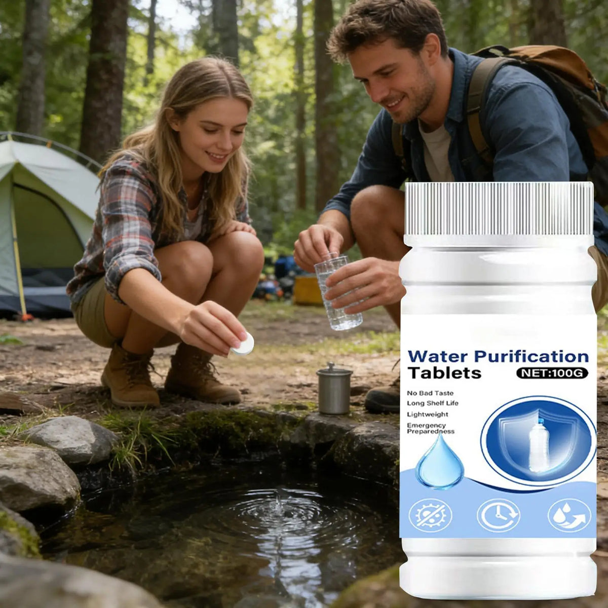 Water Purification Tablets for Drinking Effective Fast Dissolving water clarity maintenance Camping Hiking Water Filter Tablets