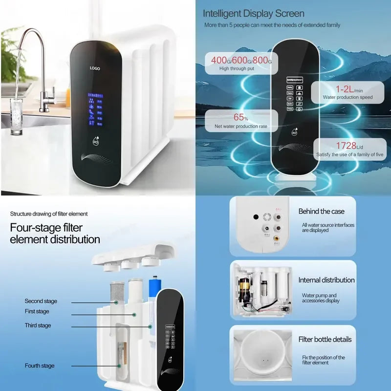 RO Reverse Osmosis Water Filter System Direct-drinking Tankless Large Flow Water Filter 400G 600G Pure