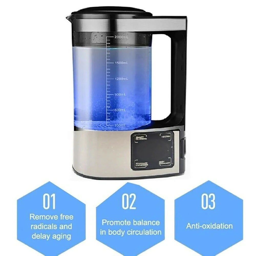 2L Electric Hydrogen Rich Water Generator Water Ionizer Machine Water Filter Drink  Hydrogen Water HealthCare Pot 100V-240V