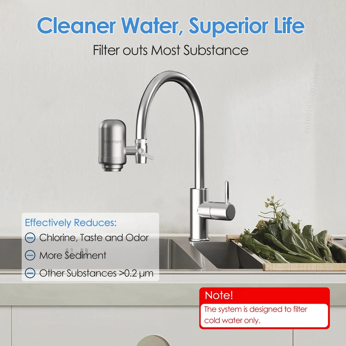 HOMEFISH Stainless Steel Faucet Tap Water Filter Purifier System, NSF Certified Reduces Lead, Chlorine & Bad Taste Kitchen