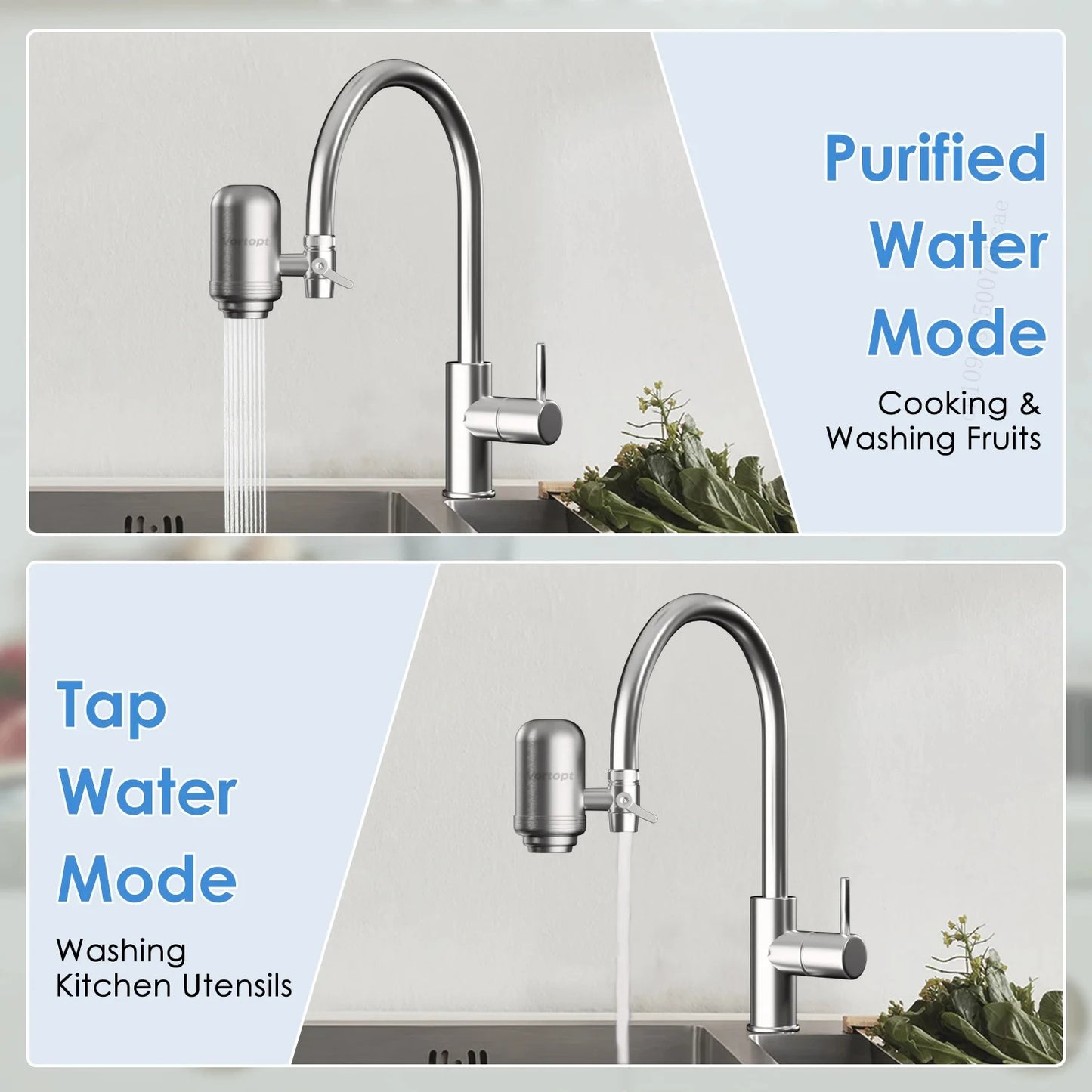 HOMEFISH Stainless Steel Faucet Tap Water Filter Purifier System, NSF Certified Reduces Lead, Chlorine & Bad Taste Kitchen